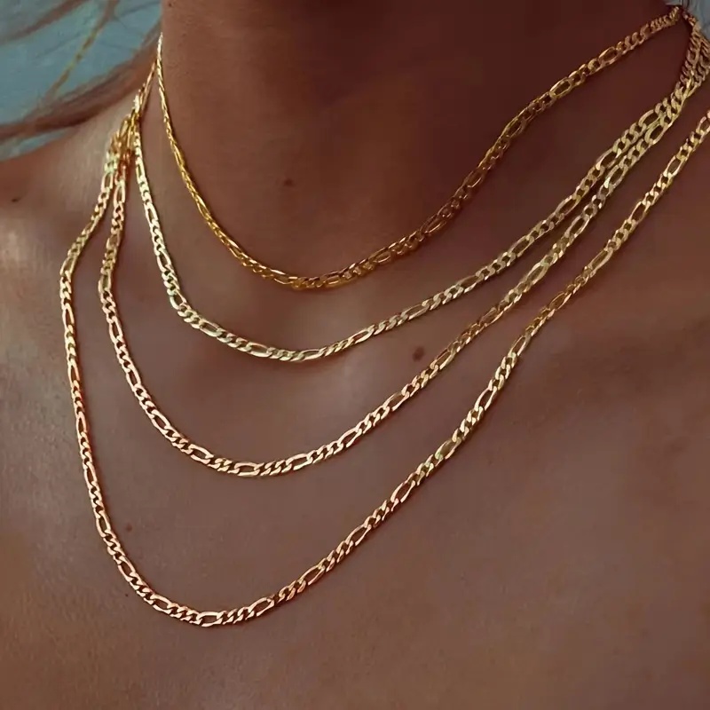 18K Gold Plated 316L Stainless Steel Figaro Chain Necklace